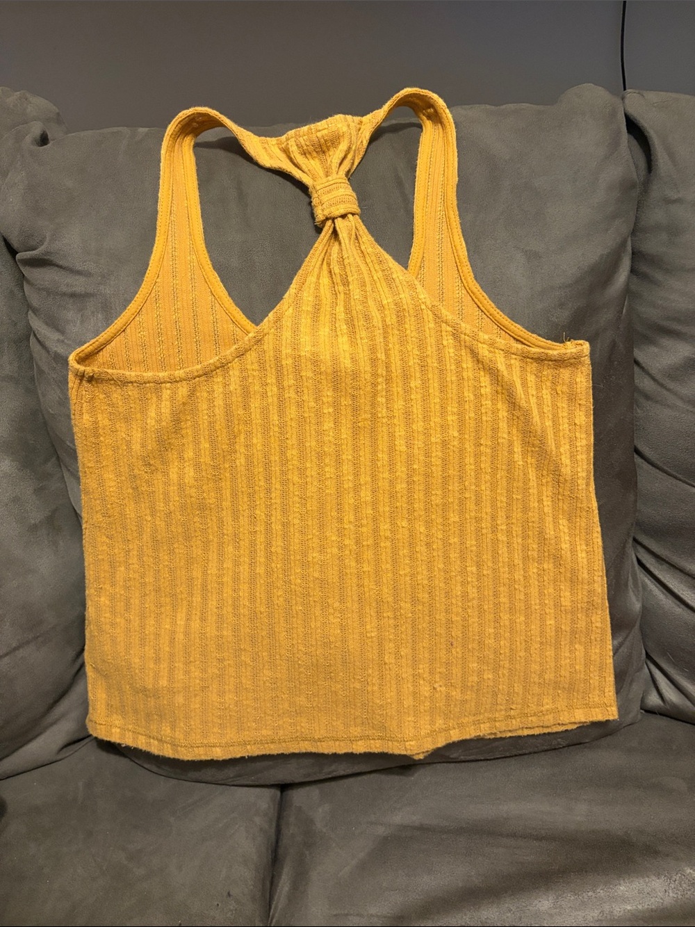 Others Follow Mustard Ribbed Button-Back Tank - Picture 3 of 3